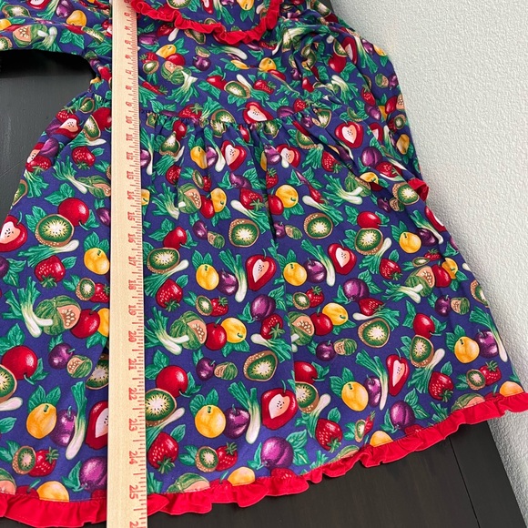 Vintage! Moty Fruit-Print Long Sleeve Dress with Red Trim size 6x - Picture 5 of 8